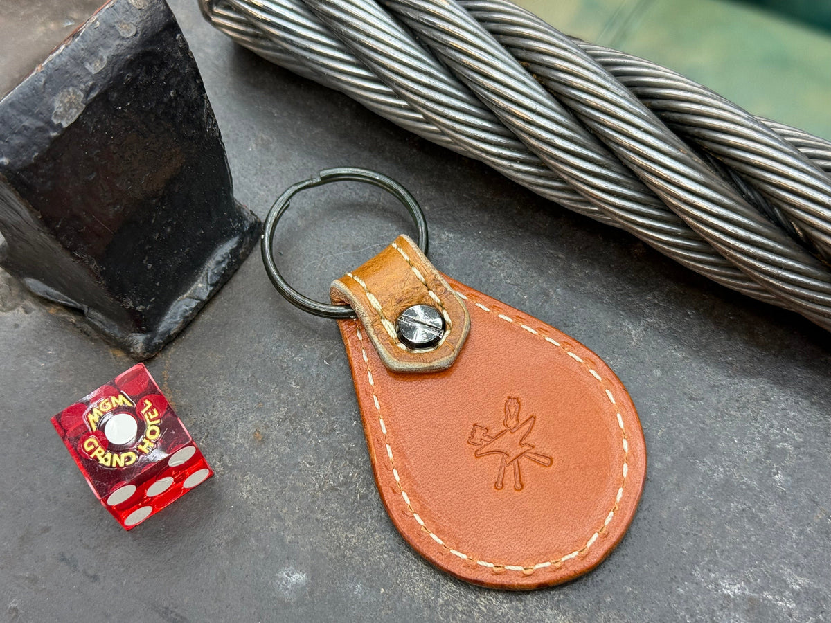 Teardrop Leather Key Fob - SaddleTan Alligator