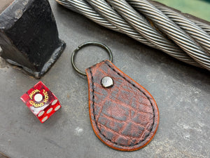 Teardrop Leather Key Fob - Vintage Bark Elephant