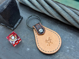 Teardrop Leather Key Fob - Vintage Bark Elephant