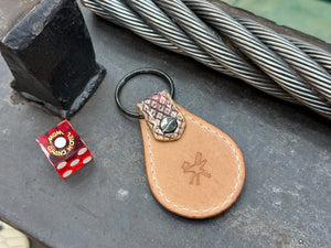Teardrop Leather Key Fob - Vintage Matte Red Python