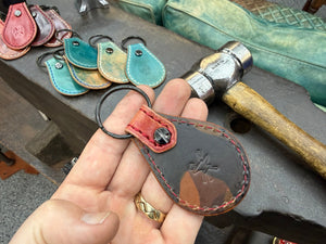 Teardrop Shell Cordovan Leather Key Fob - Marbled Lava