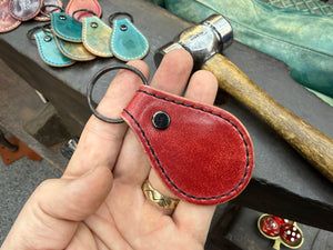 Teardrop Shell Cordovan Leather Key Fob - Marbled Lava