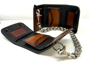 Trifold Chain Wallet - Antiqued Bone American Alligator