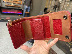 Trifold Chain Wallet - Black Elephant Red Shark - Anvil Customs