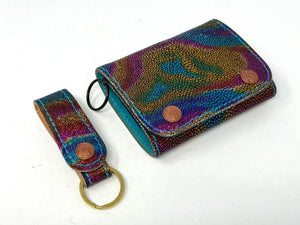 Trifold Chain Wallet - Metallic Multicolored Stingray