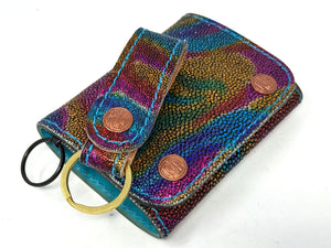 Trifold Chain Wallet - Metallic Multicolored Stingray