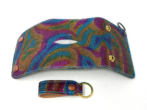 Trifold Chain Wallet - Metallic Multicolored Stingray