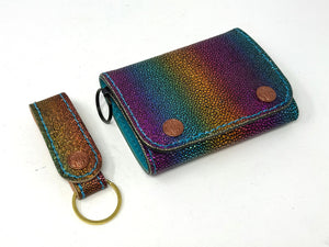 Trifold Chain Wallet - Metallic Multicolored Stingray