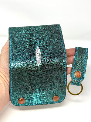 Trifold Chain Wallet - Metallic Multicolored Stingray