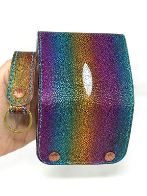 Trifold Chain Wallet - Metallic Multicolored Stingray