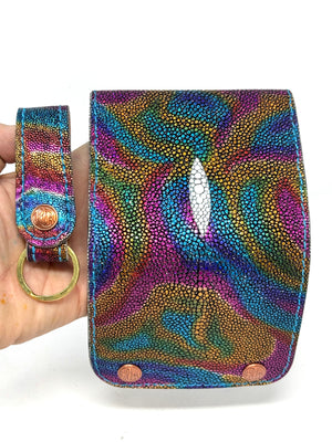 Trifold Chain Wallet - Metallic Multicolored Stingray