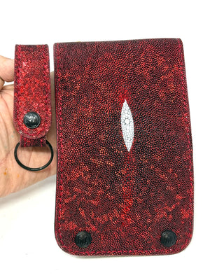 Trifold Chain Wallet - Metallic Red  Stingray