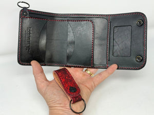 Trifold Chain Wallet - Metallic Red  Stingray