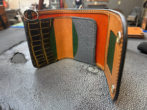 Trifold Leather Chain Wallet - Elephant