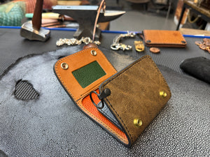 Trifold Leather Chain Wallet - Elephant
