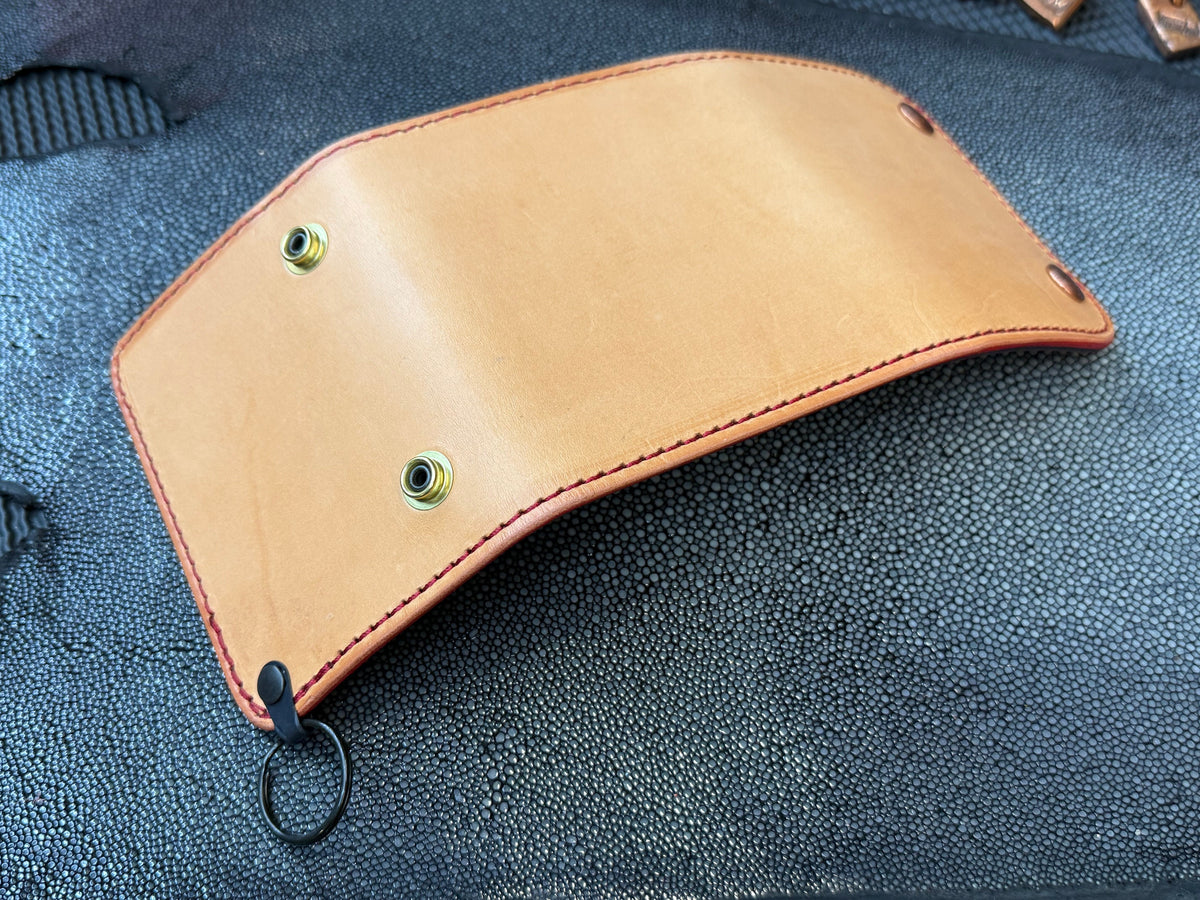 Trifold Leather Chain Wallet - Natural w/Red Kangaroo