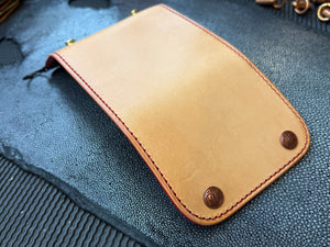 Trifold Leather Chain Wallet - Natural w/Red Kangaroo