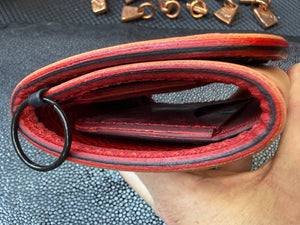 Trifold Leather Chain Wallet - Natural w/Red Kangaroo