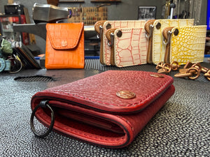 Trifold Leather Chain Wallet - Red Shark w/Red Kangaroo (Copy)