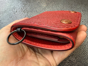 Trifold Leather Chain Wallet - Red Shark w/Red Kangaroo (Copy)
