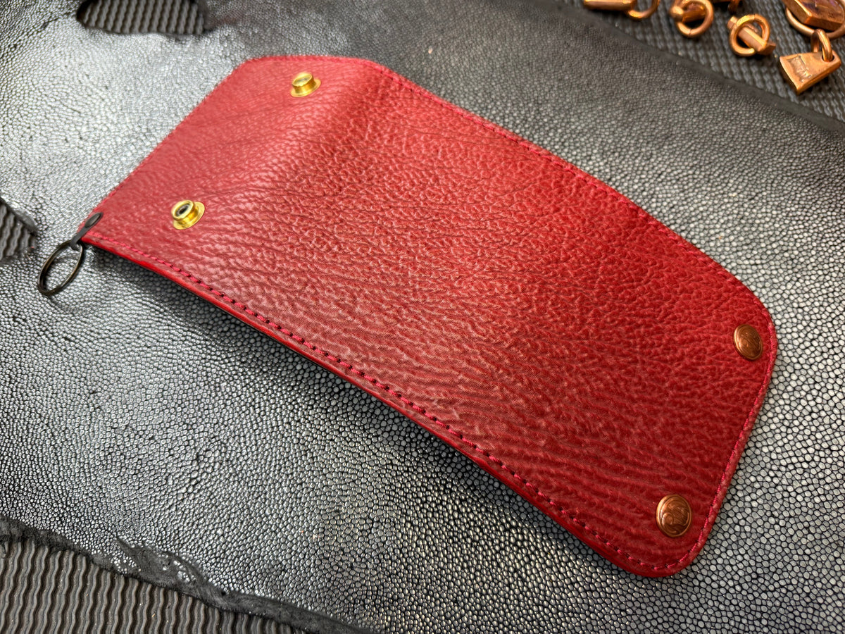 Trifold Leather Chain Wallet - Red Shark w/Red Kangaroo (Copy)