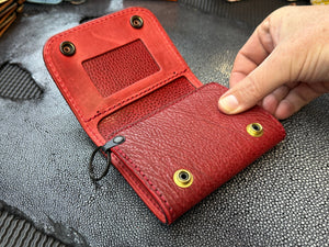 Trifold Leather Chain Wallet - Red Shark w/Red Kangaroo (Copy)