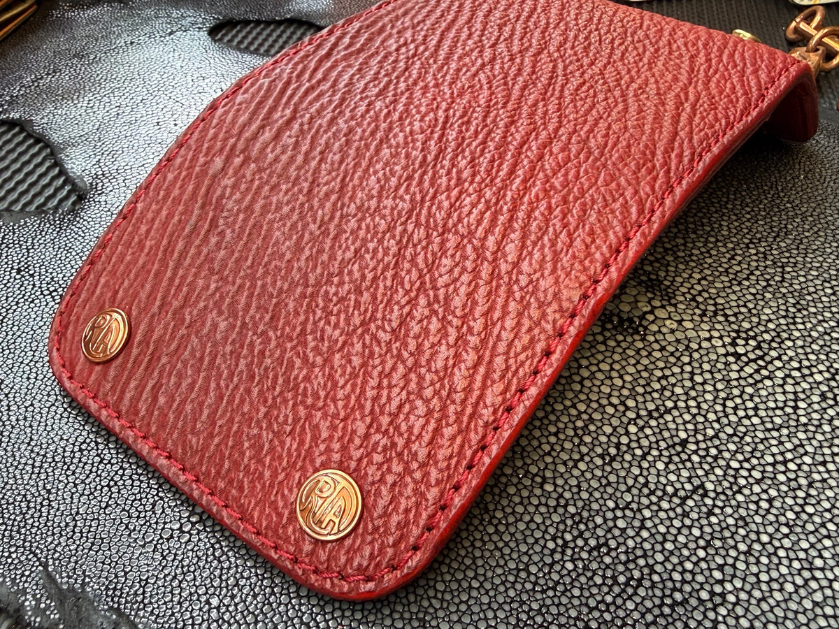 Trifold Leather Chain Wallet - Red Shark w/Red Kangaroo (Copy)