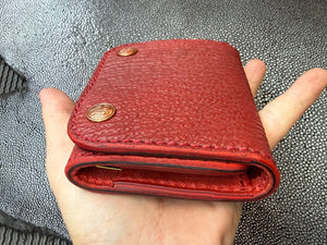 Trifold Leather Chain Wallet - Red Shark w/Red Kangaroo (Copy)