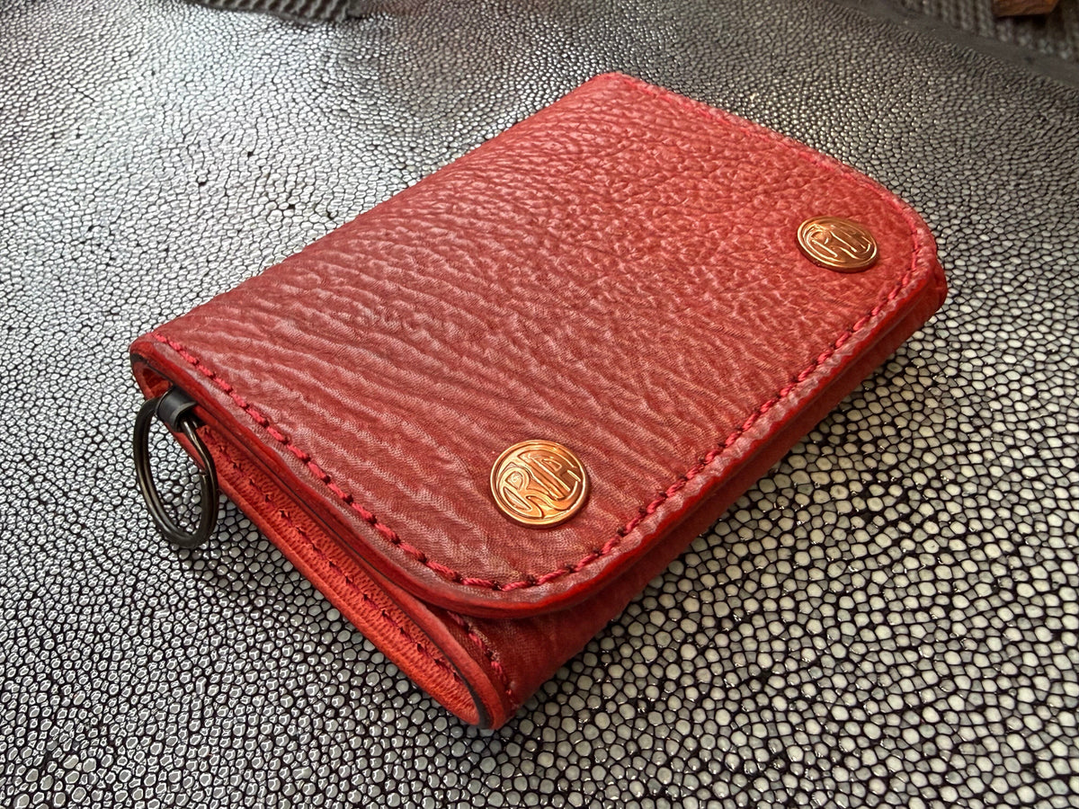 Trifold Leather Chain Wallet - Red Shark w/Red Kangaroo (Copy)