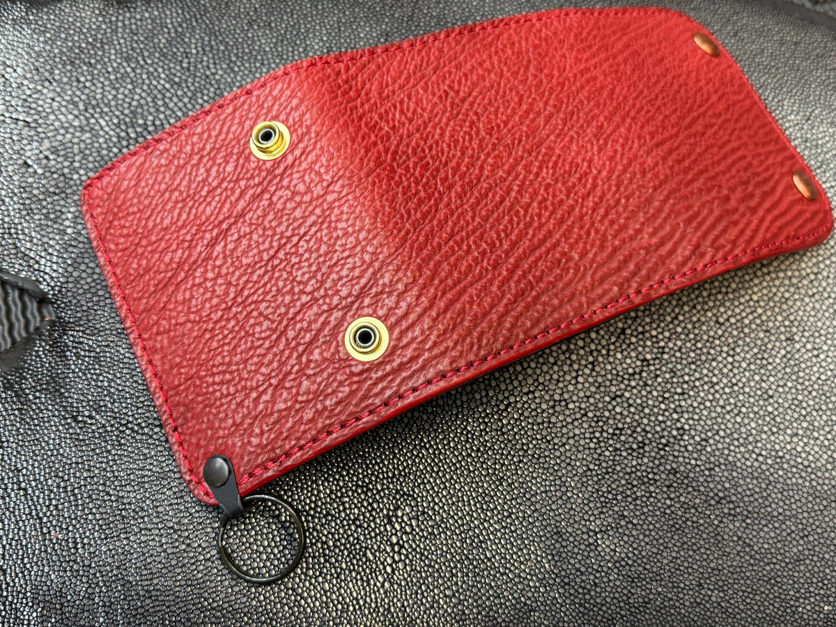 Trifold Leather Chain Wallet - Red Shark w/Red Kangaroo (Copy)