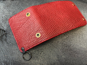 Trifold Leather Chain Wallet - Red Shark w/Red Kangaroo (Copy)
