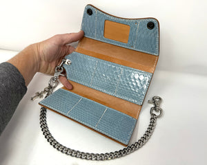 Trucker Trifold Wallet - Ice Blue Python