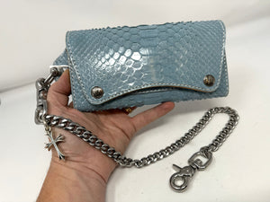 Trucker Trifold Wallet - Ice Blue Python