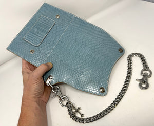 Trucker Trifold Wallet - Ice Blue Python