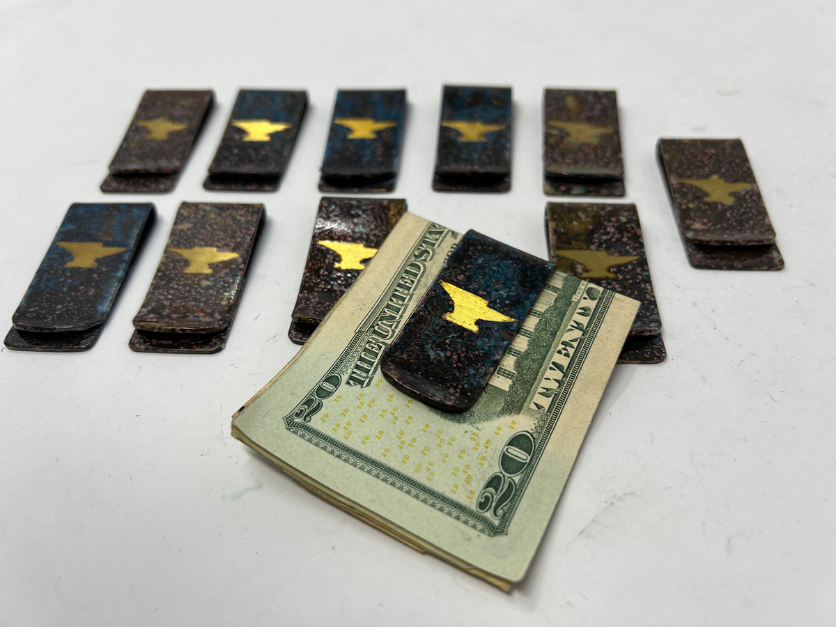 Vintage Brass Money Clip - Anvil