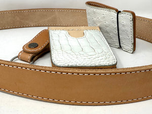 White & Natural 4-Piece Set: Alligator & Ostrich