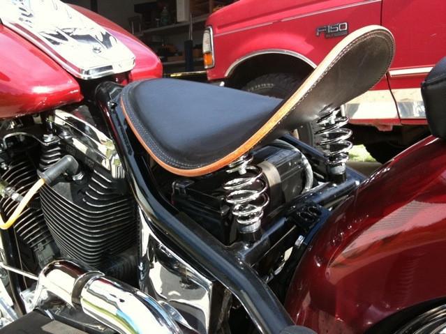 Anvil Leather Motorcycle / Chopper Solo Spring Seat - Anvil Customs