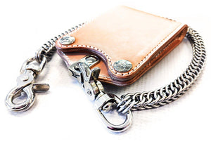 Bifold Leather Chain Wallet - Natural Cowhide