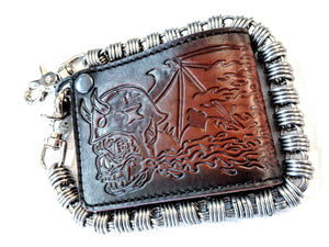 Bifold Leather Chain Wallet - Orc Rider - Anvil Customs