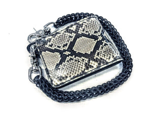 Bifold Leather Chain Wallet - White Python - Anvil Customs