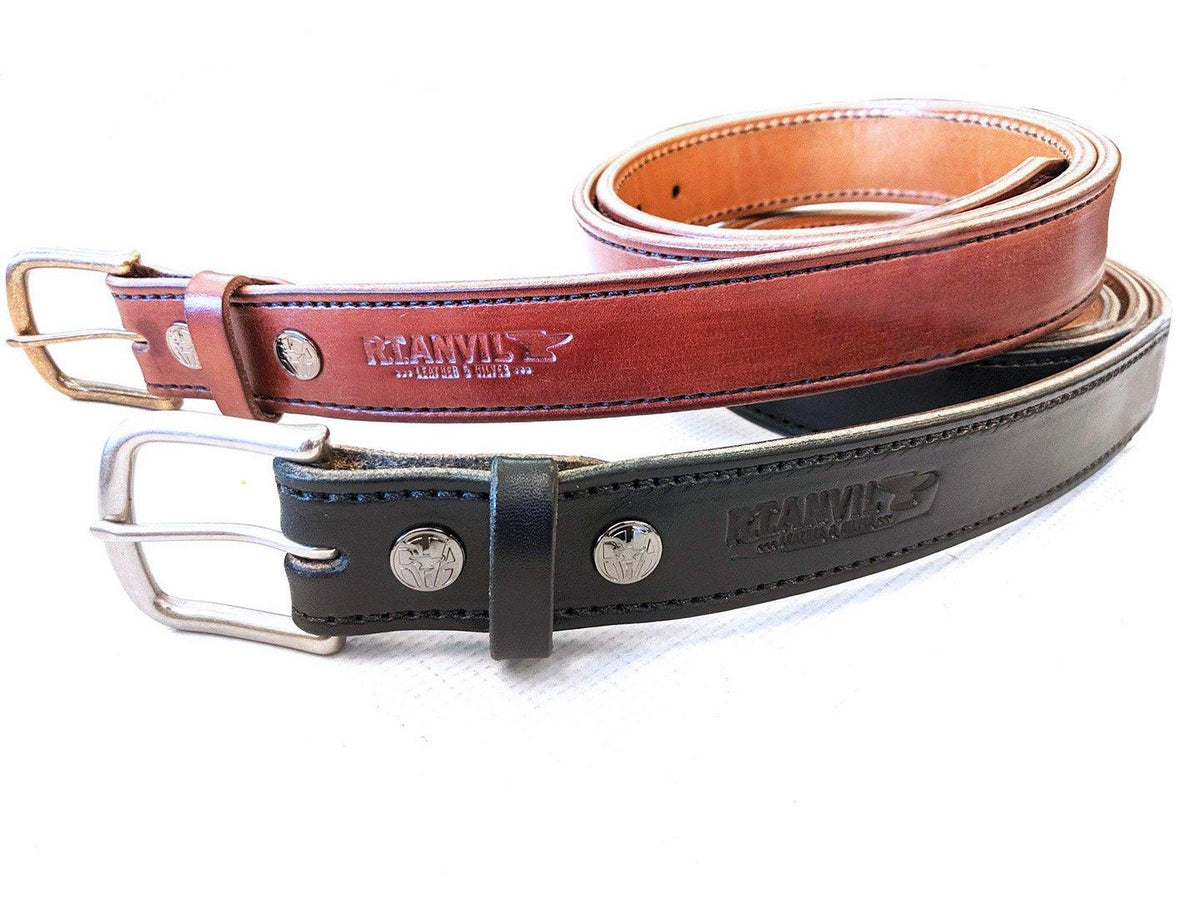 Custom Leather Belt - 2 Ply Stitched Gun Belt - Anvil Customs