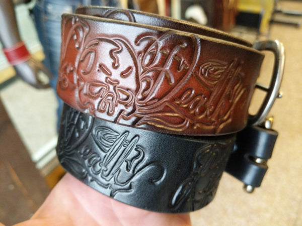 Custom Leather Belt - Life & Death - Anvil Customs