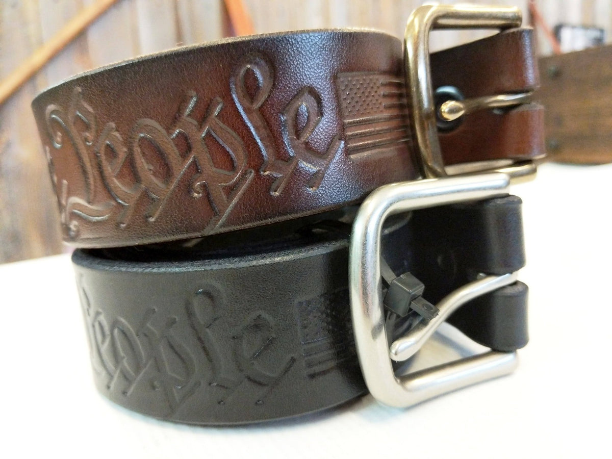 Custom Leather Belt - We The People - Anvil Customs