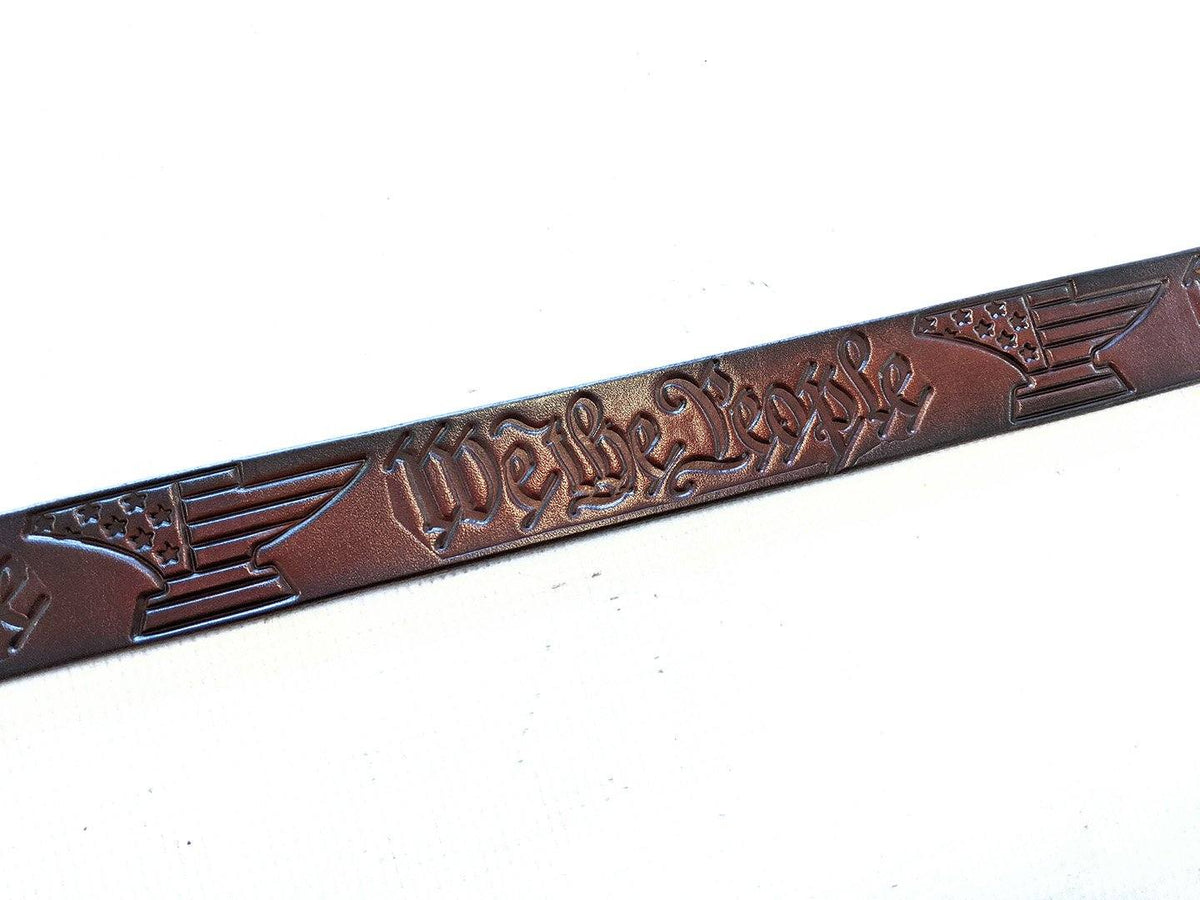Custom Leather Belt - We The People - Anvil Customs