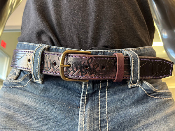 Custom Leather Belt - We The People - Anvil Customs