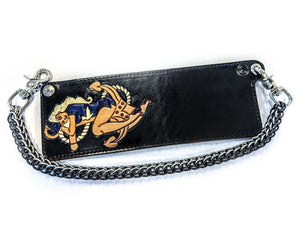 Hand Stained Bifold Leather Chain Wallet - Pin Up Sailor