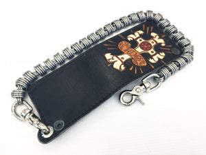 Hand Stained Mini Bifold Leather Chain Wallet - All Things New - Anvil Customs