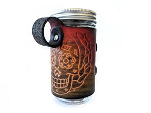 Leather Wrapped Mason Jar Coffee Mug