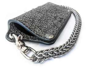 Long Biker Chain Wallet - Gray Cape Buffalo