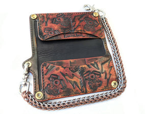 Long Biker Leather Chain Wallet - Napalm Spark